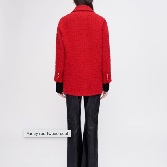 Maje Fancy Red Tweed Coat - Picture 6 of 10